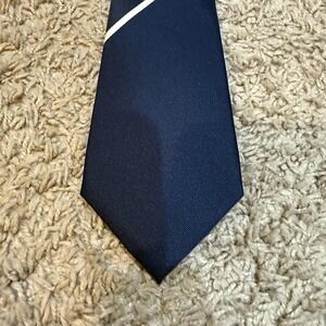 Mango Tie Mens One Size Blue Green Striped Recycled Polyester Tech Skinny
